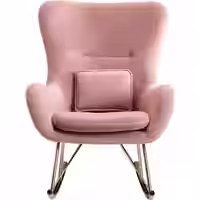 Schaukelstuhl Samt / Metall Rosa 74x101x89 cm mit goldenen Beinen