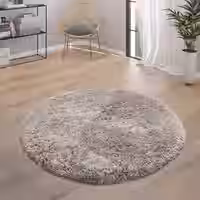 Hochflor-Teppich Milan grau 120 cm rund