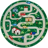 Waschbarer Kinderteppich Chiko grün 80 cm rund