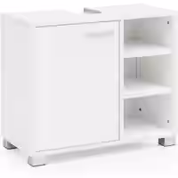Waschbeckenunterschrank WL5.341 60x55x32cm Weiss Badschrank mit Tür