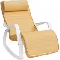 Schaukelstuhl mit 5-Fach verstellbarer Fußstütze pastellgelb-weiß