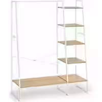 Kleiderständer mit Ablagen und Haken eichenfarben-weiß