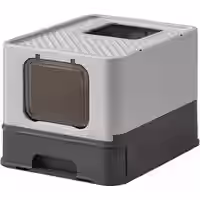 Katzenklo mit Deckel und Schaufel geräumig anthrazitgrau-taubengrau