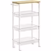 Rollwagen 4 Ebenen auf Rollen mit Griff eichenfarben-weiß