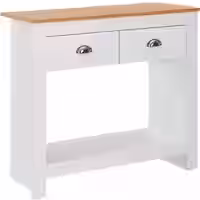 Konsolentisch 85x35x76 cm Weiß / Eiche Design Anrichte Modern Schmal