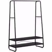 Kleiderständer mit 2 Ablagen ebenholzschwarz-mattschwarz