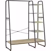 Kleiderständer mit 6 Haken türkisbraun-mattschwarz