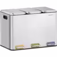 Mülleimer Küche 3 x 15 L Fächer metallicsilber