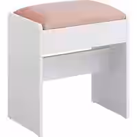 Hocker Schminktisch aus Samt mattweiß-pastellrosa
