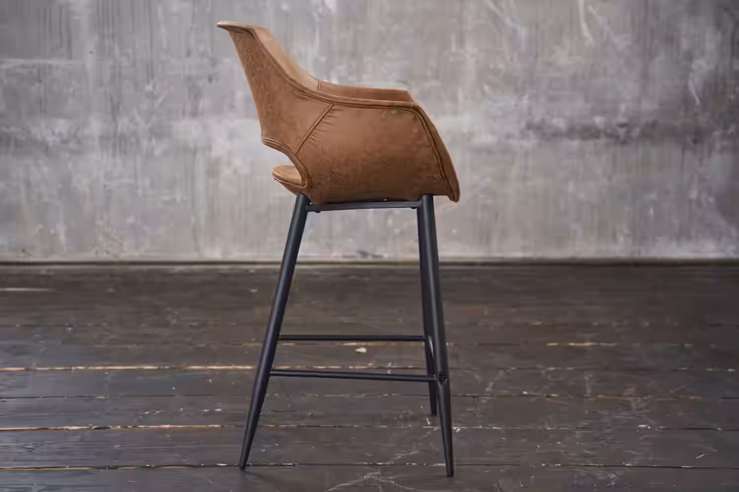 KAWOLA Barhocker ZAJA Barstuhl Sitzhöhe 76 cm Microfaser cognac – Bild 2