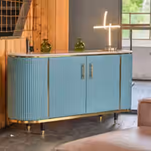 Das KAWOLA Sideboard MARIA ist ein Eyecatcher in jedem Zuhause. Sein nostalgisches Retro-Design im 50er-Jahre-Stil zeichnet sich besonders durch den Materialmix aus. Die Platte aus hellgrauem Marmo...