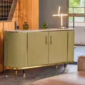 Das KAWOLA Sideboard MARIA ist ein Eyecatcher in jedem Zuhause. Sein nostalgisches Retro-Design im 50er-Jahre-Stil zeichnet sich besonders durch den Materialmix aus. Die Platte aus hellgrauem Marmo...