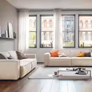 Die KAWOLA Sitzgruppe SAMU erscheint hier in der Kombination aus 2-Sitzer und 3-Sitzer. Die Sofas bestechen durch ihren hervorragenden Sitzkomfort