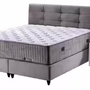 Massivart Boxbett 140 x 200 cm Stoffbezug grau - NAOMI