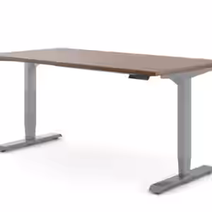 Ergotopia Desktopia Pro X - Elektrisch höhenverstellbarer Schreibtisch / Ergonomischer Tisch mit Memory-Funktion, 7 Jahre Garantie - (Nussbaum, 180x80 cm, Gestell Grau)