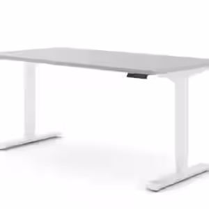 Ergotopia Desktopia Pro X - Elektrisch höhenverstellbarer Schreibtisch / Ergonomischer Tisch mit Memory-Funktion, 7 Jahre Garantie - (Grau, 180x80 cm, Gestell Weiß)