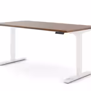 Ergotopia Desktopia Pro X - Elektrisch höhenverstellbarer Schreibtisch / Ergonomischer Tisch mit Memory-Funktion, 7 Jahre Garantie - (Nussbaum, 180x80 cm, Gestell Weiß)
