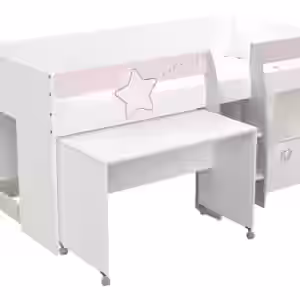 Die Möbelfundgrube Hochbett 90 x 200 cm weiß - mit Schreibtisch - ETOILES