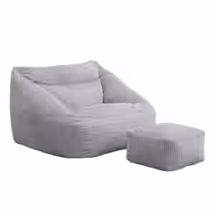 Sitzsack mit Hocker COZY – Hellgrau