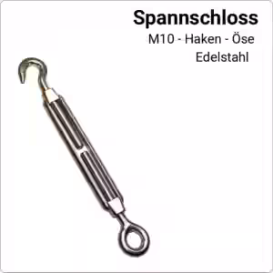 Marinetech Edelstahlspannschloss Haken/Öse M10