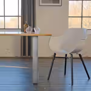 KAWOLA Essgruppe mit Esstisch Baumkante und Stühle ZAJA Kunststoff weiß