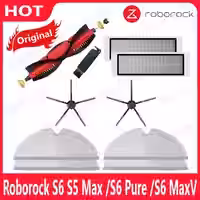 Original Roborock S5 Max / E4 / E5 / S45 Max / S6 MaxV abnehmbare Hauptbürste Silikon-Seitenbürste