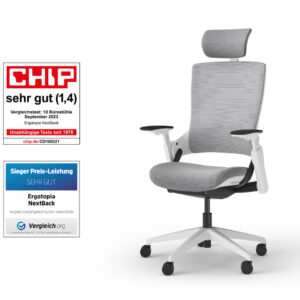 Ergotopia Ergotopia® NextBack ergonomischer Bürostuhl / Schreibtischstuhl inkl. verstellbarer Sitzfläche, Lordosenstütze, Armlehnen & Kopfstütze für dynamisch-gesundes Sitzen