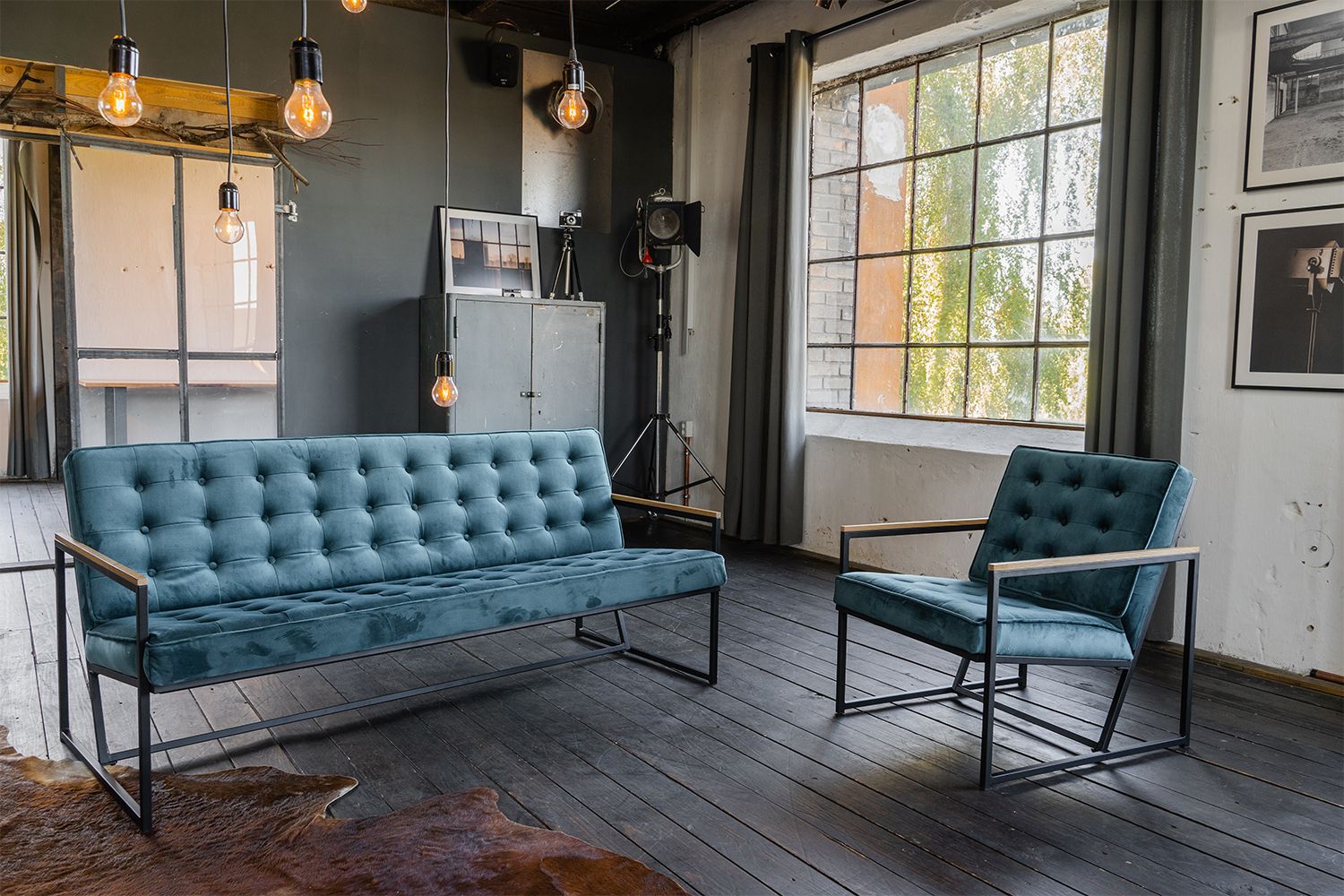 KAWOLA Sessel ARLY Polstersessel Bezug Velvet petrol – Bild 2