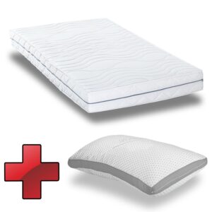 Ergonomische Matratze 140x200 cm 7-Zonen Supportho Premium, Höhe 18 cm, Härtegrad H2/H3 + Supportho Gel-Effekt Kissen 40 x 80 cm