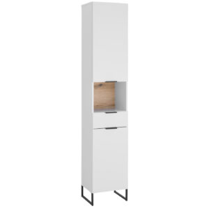 Bad Hochschrank weiß Eiche 2 Türen 195 cm - DALIA