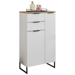 Bad Unterschrank weiß Eiche 60 cm - 2 Schubladen - DALIA