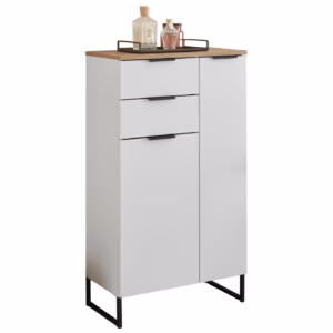 Bad Unterschrank weiß Eiche 60 cm - 2 Schubladen - DALIA