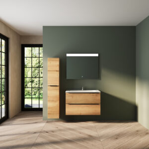 Badmöbel-Set Eiche - 3 Teile mit HS - Waschtisch 90 cm - SOLVEIG