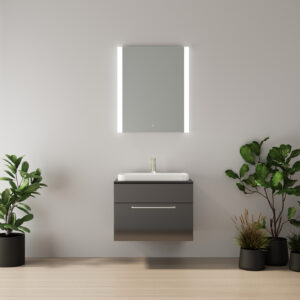 Badmöbel-Set grau hochglanz - 2 Teile - Waschtisch 60 cm - FARSUND