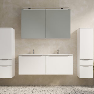 Badmöbel-Set weiß matt - 4 Teile - Waschtisch 121 cm - SANTANA