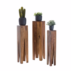Massivart Beistelltisch 3er-Set Sheesham massiv gebeizt - 25 x 25 cm - SOFIE