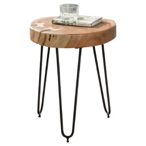 Beistelltisch Akazie massiv lackiert - rund - 35 x 45 cm - ACAS