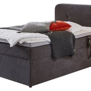 Boxbett 120 x 200 cm grau Bettkasten - elektrisch  - GABRIOLA