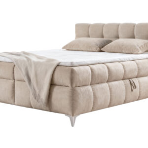 Boxbett 180 x 200 cm beige Stoffbezug mit Bettkasten - VELARIO
