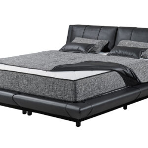Boxbett 180 x 200 cm schwarz Lederlook mit Bettkasten - MIDNIGHT