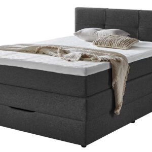 Boxspringbett 140 x 200 cm Bettkasten anthrazit Stoffbezug - KREMS
