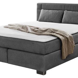 Boxspringbett 160 x 200 cm grau H3/H4 - ROMANA - MIX