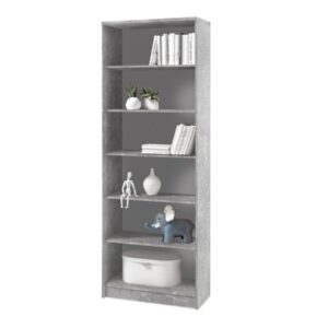 Bücherregal Standregal Betonoptik - weiß 72 x 198 cm - 5 Einlegeböden - OPTIMUS