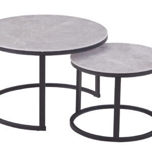 Couchtisch 2er-Set Keramik grau - 70 cm - 50 cm - AMLEKA