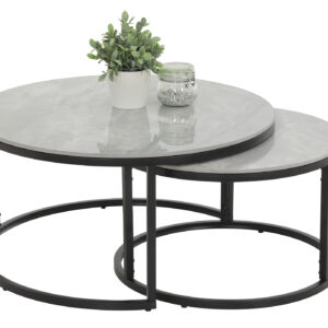 Couchtisch 2er-Set Marmoroptik grau hochglanz - 80 cm - 60 cm - LUAN