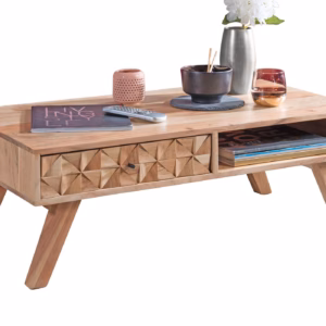 Couchtisch mit Schublade Akazie massiv lackiert - ROYA