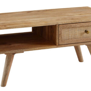 Couchtisch mit Schublade Mango massiv - Rattan 90 x 40 cm - RIKARD