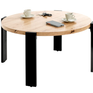 Couchtisch rund Eiche 75 x 75 cm Wohnzimmertisch - COLUMBIA