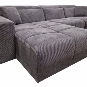 Ecksofa Cord grau 302 x 167 cm mit Relaxfunktion - OT links - TONI