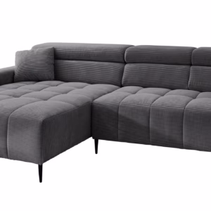 Ecksofa Cord grau elektrisch ausfahrbar 256 cm - OT links - SIMPLE